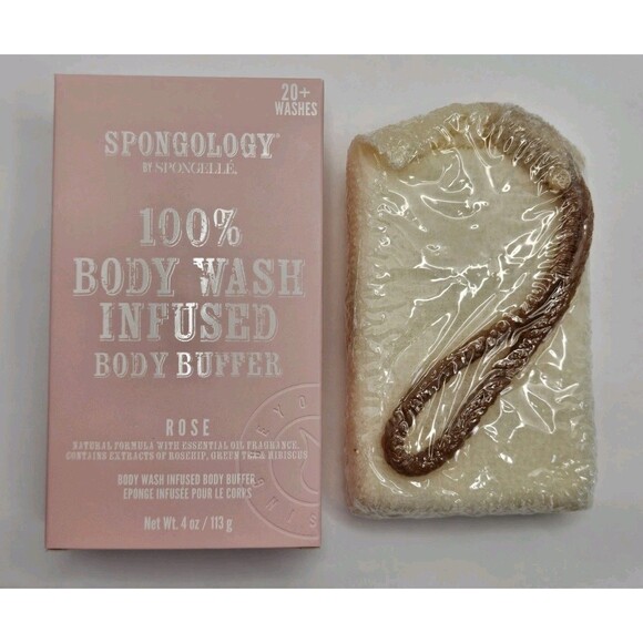 Spongelle Spongology Body Wash Infused Body Buffer Rose 4oz NEW 20+ Washes - Picture 3 of 3